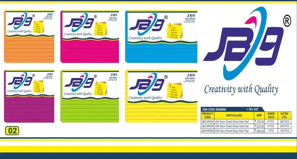 JB9 3x5 Prompt Neon Sticky Note Pad