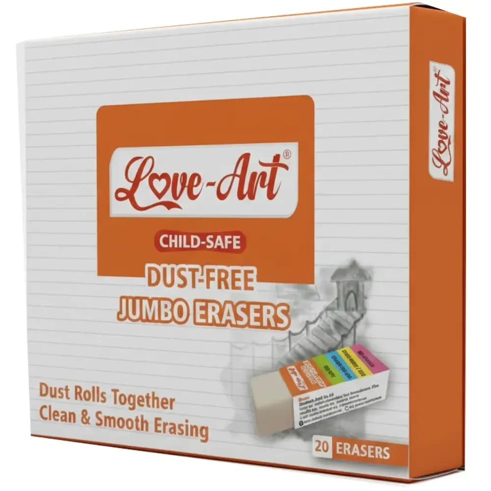 Love Art Jumbo Dust Free Eraser Box Of 20